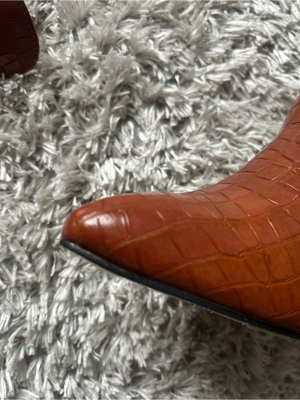 Women's Brown Croc-Embossed Over-the-Knee Boots